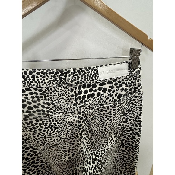 Re/Done Jeans Womens 27 Rise Ankle Crop Denim animal Print , White/black Color - Picture 8 of 11